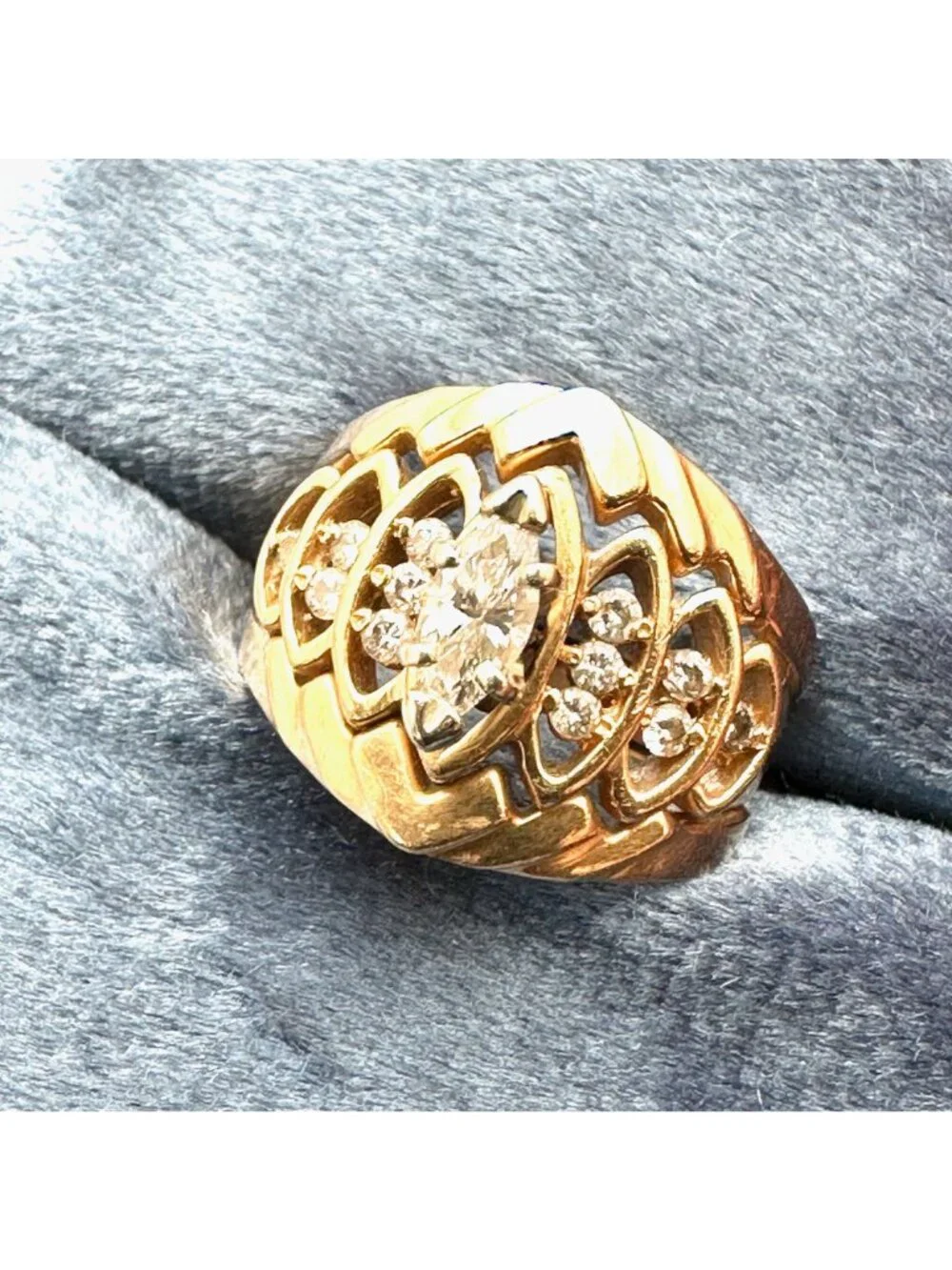 Vintage 14K Gold Diamond Cluster Ring Size 6.5